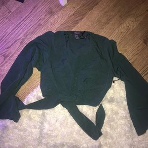 Forever21 Extra small navy green long sleeve top